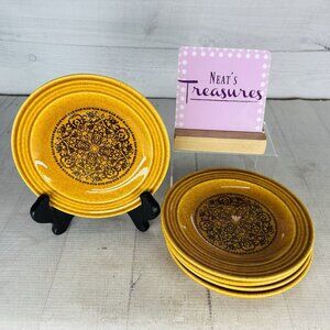 Sheffield SIERRA Brown Scrolls Golden Amber Ceramic Round Bread Plates Set of 5